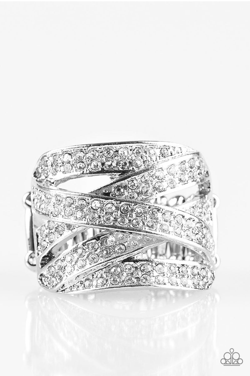 Life In The Glitter Lane - White Rhinestone Ring