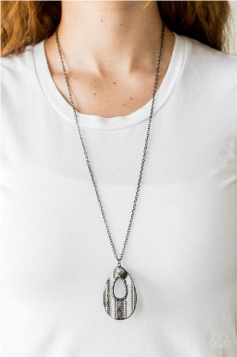 STOP, TEARDROP, AND ROLL - BLACK NECKLACE
