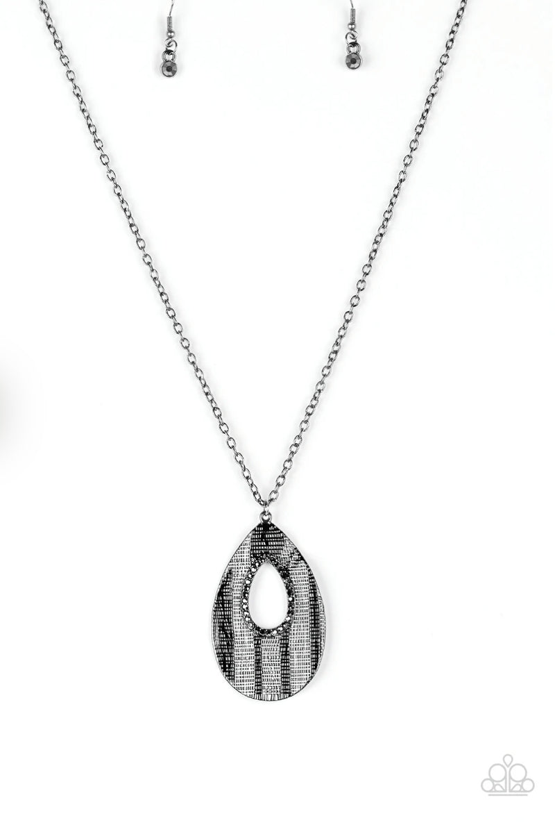 STOP, TEARDROP, AND ROLL - BLACK NECKLACE