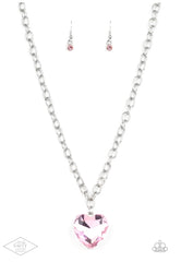 Flirtatiously Flashy - Pink Heart Necklace