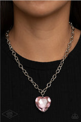 Flirtatiously Flashy - Pink Heart Necklace